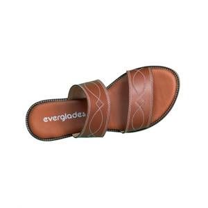 NEW EVERGLADES women's double strap western boot stitch slide sandals in tan
